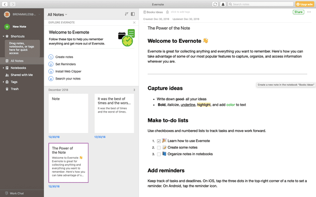 Aplikace Evernote na Macu