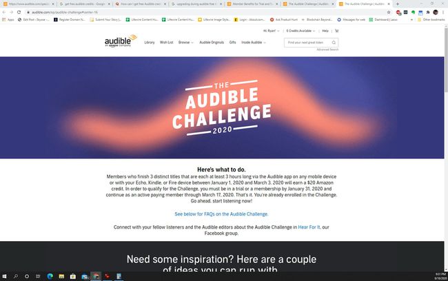 Zrzut ekranu z Audible challenge