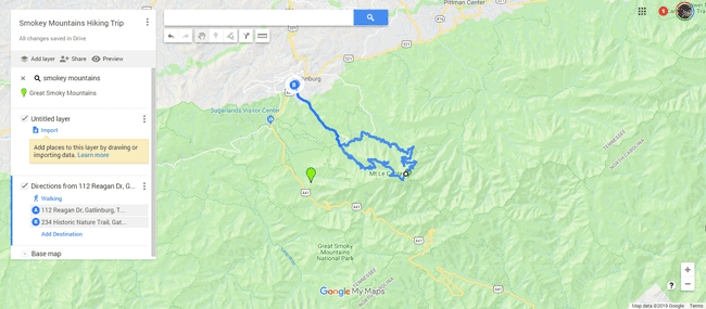 Google Trip Planner с пешеходным маршрутом