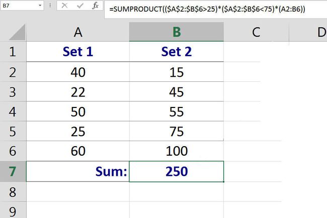 Mitmele kriteeriumile vastavate andmelahtrite summeerimine programmiga Excel SUMPRODUCT