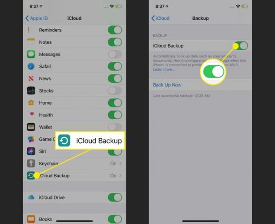 Capturas de tela de backup do iPhone para iCloud