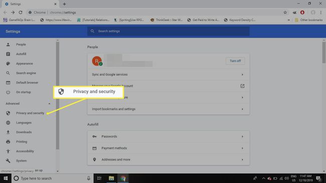 Configuración de privacidad y seguridad de Chrome