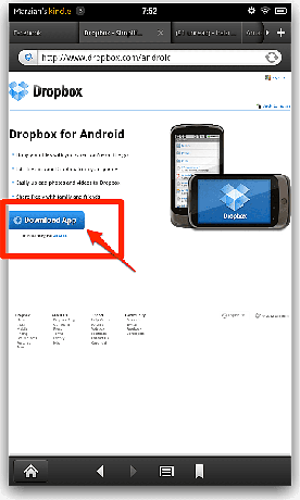 لقطة شاشة لتثبيت Dropbox على جهاز Kindle