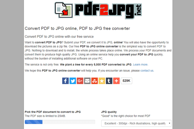 De PDF2jpg.net online PDF-converter
