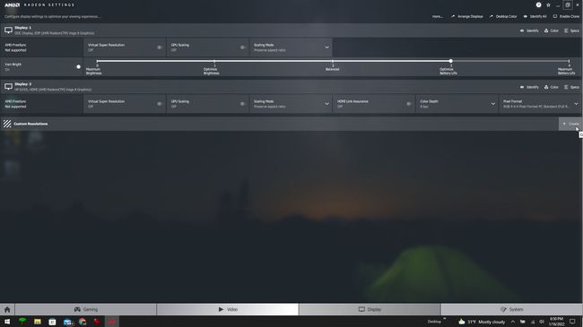 AMD設定アプリでカスタム解像度を追加するスクリーンショット