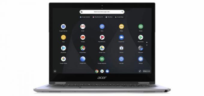 Chrome OS デスクトップ上のラップトップ