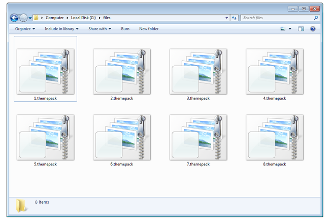 arquivos de pacote de temas no Windows 7