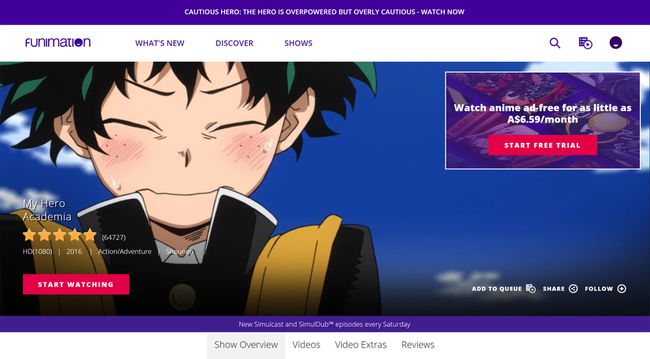 Funimation Now שירות הזרמת אנימה באתר Funimation.