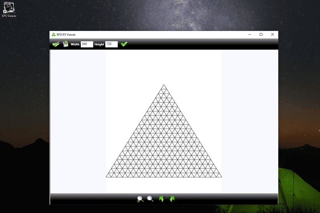 Program EPS PS Viewer, ki prikazuje datoteko EPS