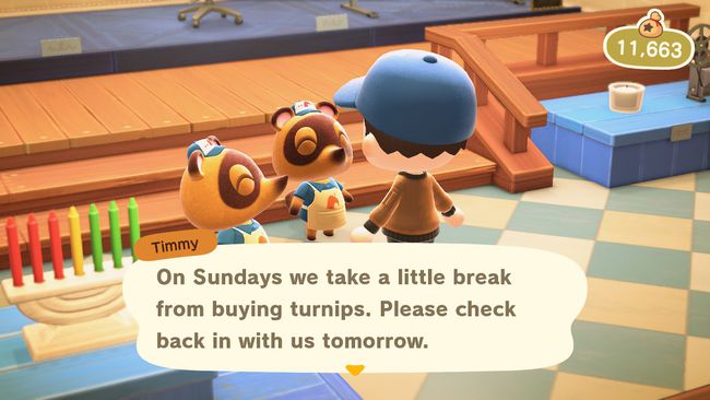 Versuch, Rüben bei Nook's Cranny in Animal Crossing: New Horizons zu verkaufen