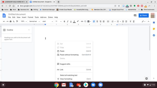 Faceți clic dreapta într-un document Google.