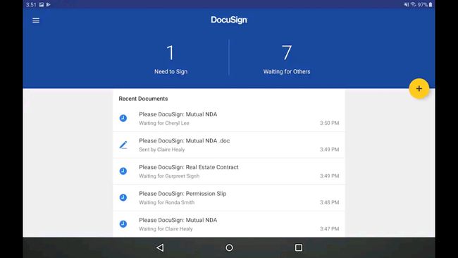 A DocuSign alkalmazás Androidra