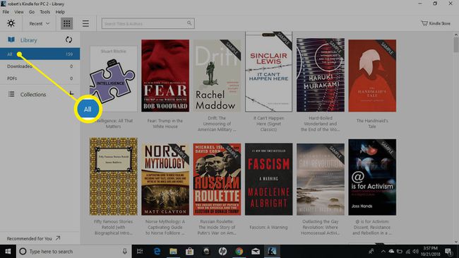 Die Kindle für PC-App-Bibliotheksseite