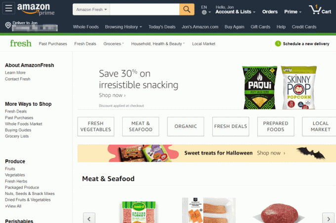 AmazonFresh 온라인 식료품 사이트