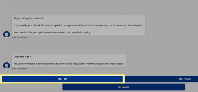 Επιβεβαίωση ιδιοκτησίας λογαριασμού PlayStation Network με το ρομπότ υποστήριξης PlayStation.