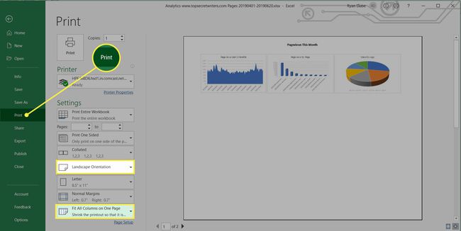 Drucken eines Berichts mit Excel