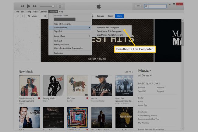 Cofnij autoryzację tego komputera w iTunes