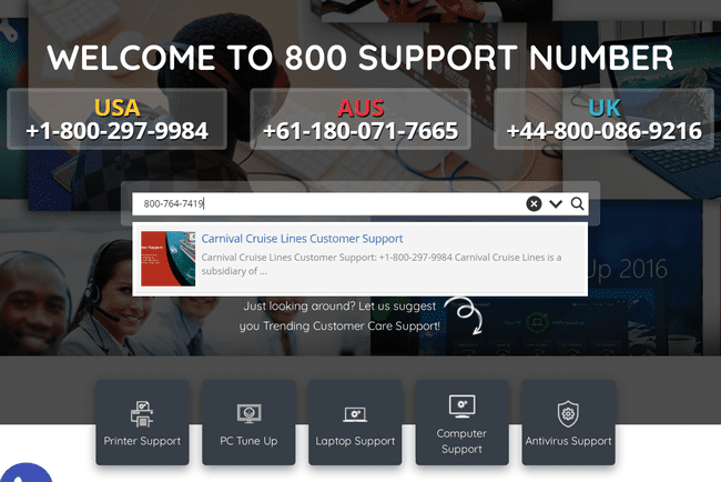 800customercarenumber.com 800 번호 역 검색 결과