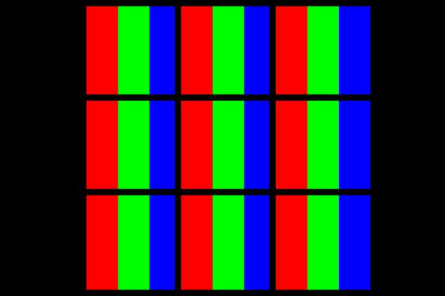 Ilustrácia toho, ako vyzerajú pixely LCD TV