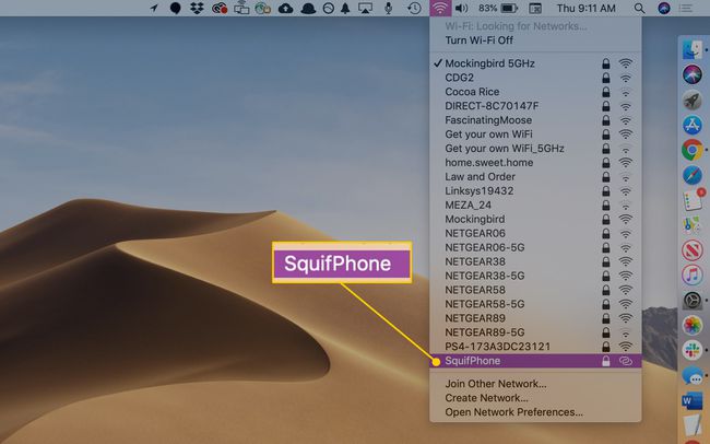 Conexión de punto de acceso personal en macOS