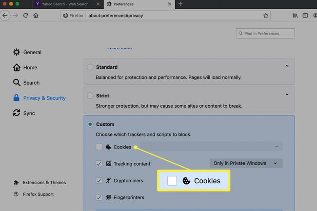 Configuración personalizada de privacidad en Firefox