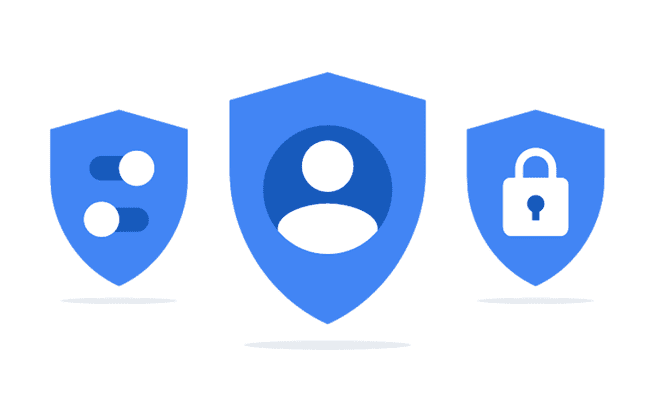 3 Google-ikoner, der repræsenterer indstillinger, brugerprofiler og sikkerhed 