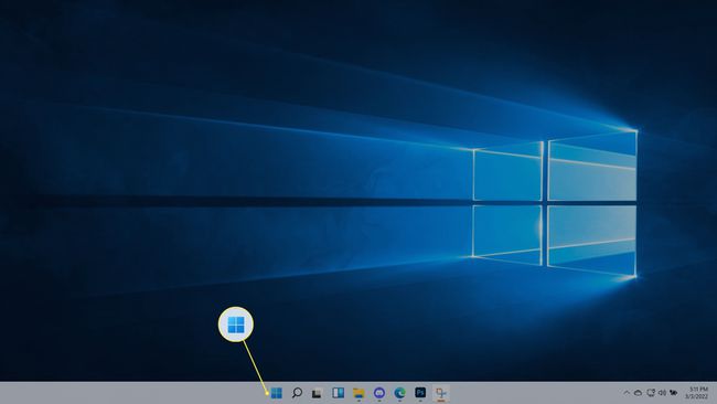 Windows 11에서 강조 표시된 시작 메뉴(Windows 아이콘).