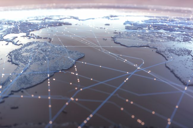 Mapa mundial que muestra conexiones