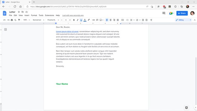 Um hiperlink no Google Docs