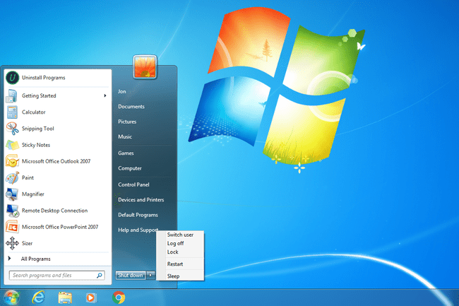 Windows 7 yeniden başlatma düğmesi