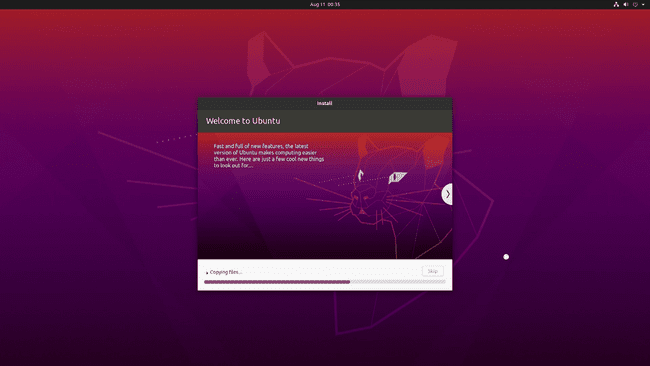 สกรีนช็อตของการติดตั้ง Ubuntu