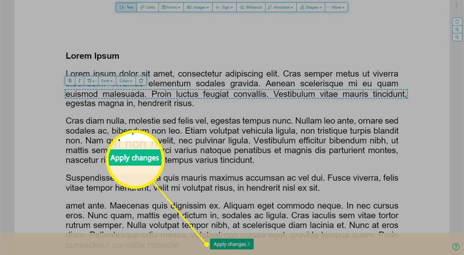 Sejda Online-PDF-Editor - " Änderungen übernehmen"