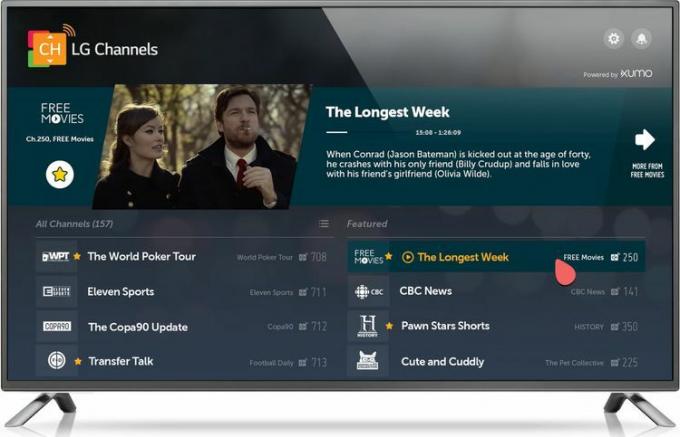 LG Channels -valikko näkyy televisiossa