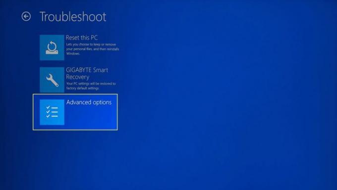 Avanserte alternativer uthevet i Windows 11 gjenopprettingsalternativer.