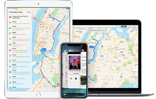 Posnetek zaslona navigacijske aplikacije Apple Maps