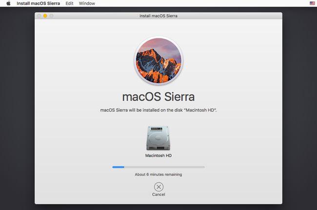 แถบกระบวนการติดตั้ง macOS Sierra