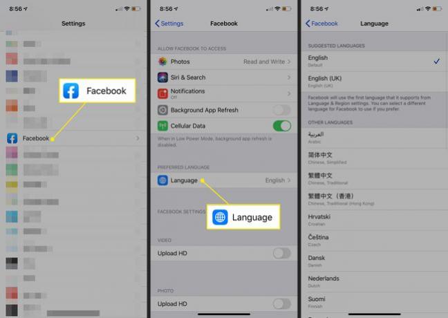 iOS'ta Facebook dilini değiştirme