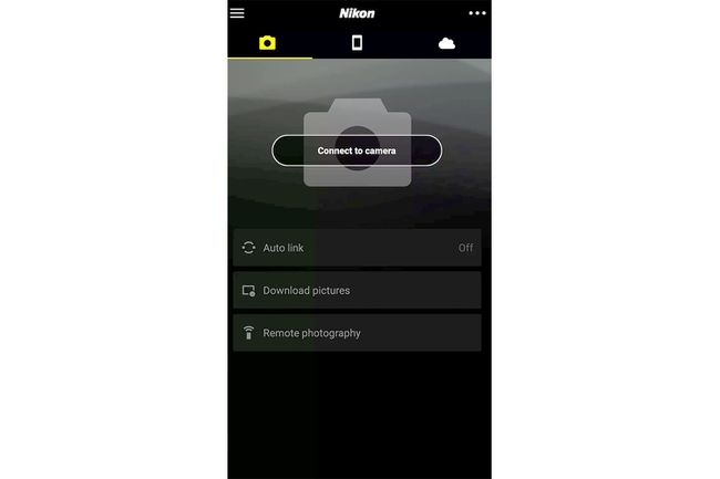 Der Startbildschirm von Nikon SnapBridge ermöglicht eine einfache Verbindung mit WiFi-fähigen Kameras sowie Remote-Downloads und -Fotografie mit mobilen Geräten.