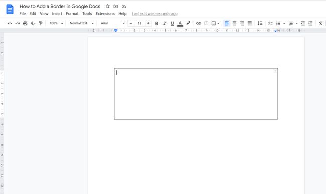 Tabela 1x1 no Google Doc como borda