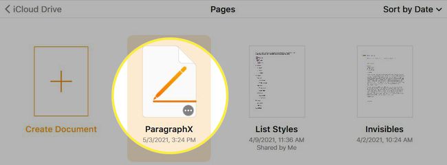 File di Pages in iCloud evidenziato