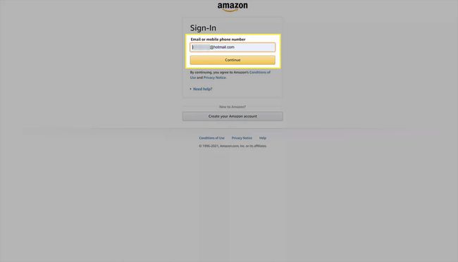 Pagina de conectare a site-ului Amazon.