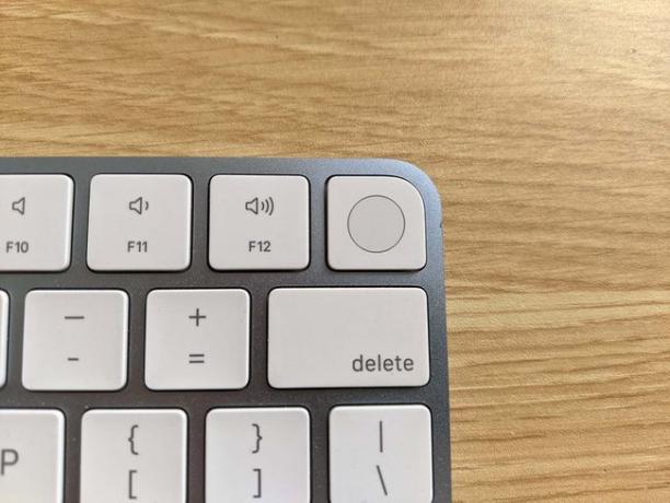 De Touch ID-knop op een Apple Magic Keyboard.