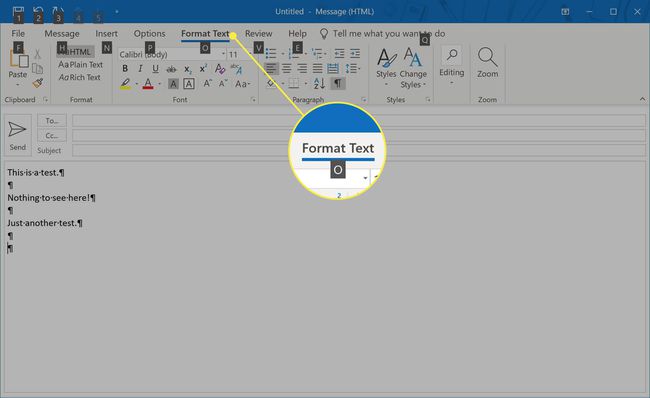 Overskriften Formater tekst i Outlook
