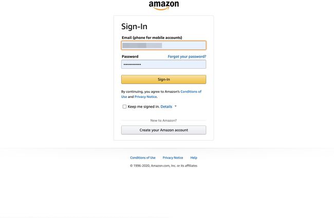 Inicie sesión en su cuenta de Amazon.