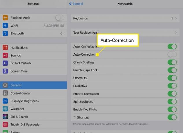 قم بإيقاف تشغيل التصحيح التلقائي على iPad