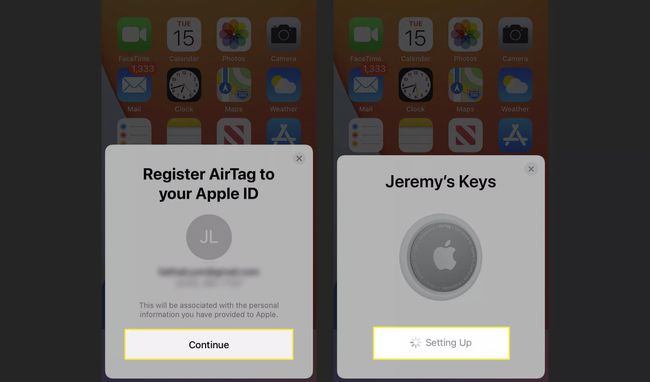 Završni koraci za postavljanje AirTagova na iPhoneu.