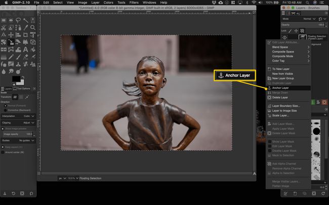 Ankerebene in Gimp für macOS