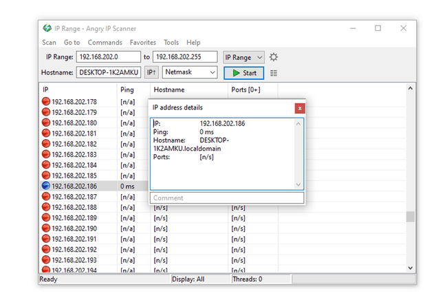 Angry IP Scanner IP-Adressliste