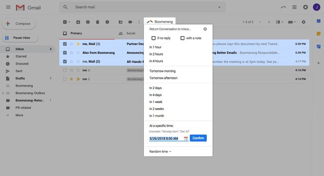 Plugin de Boomerang para Gmail Opera