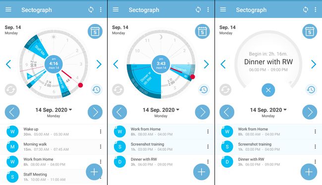 Mit Sectograph. Kalenderereignisse visuell anzeigen